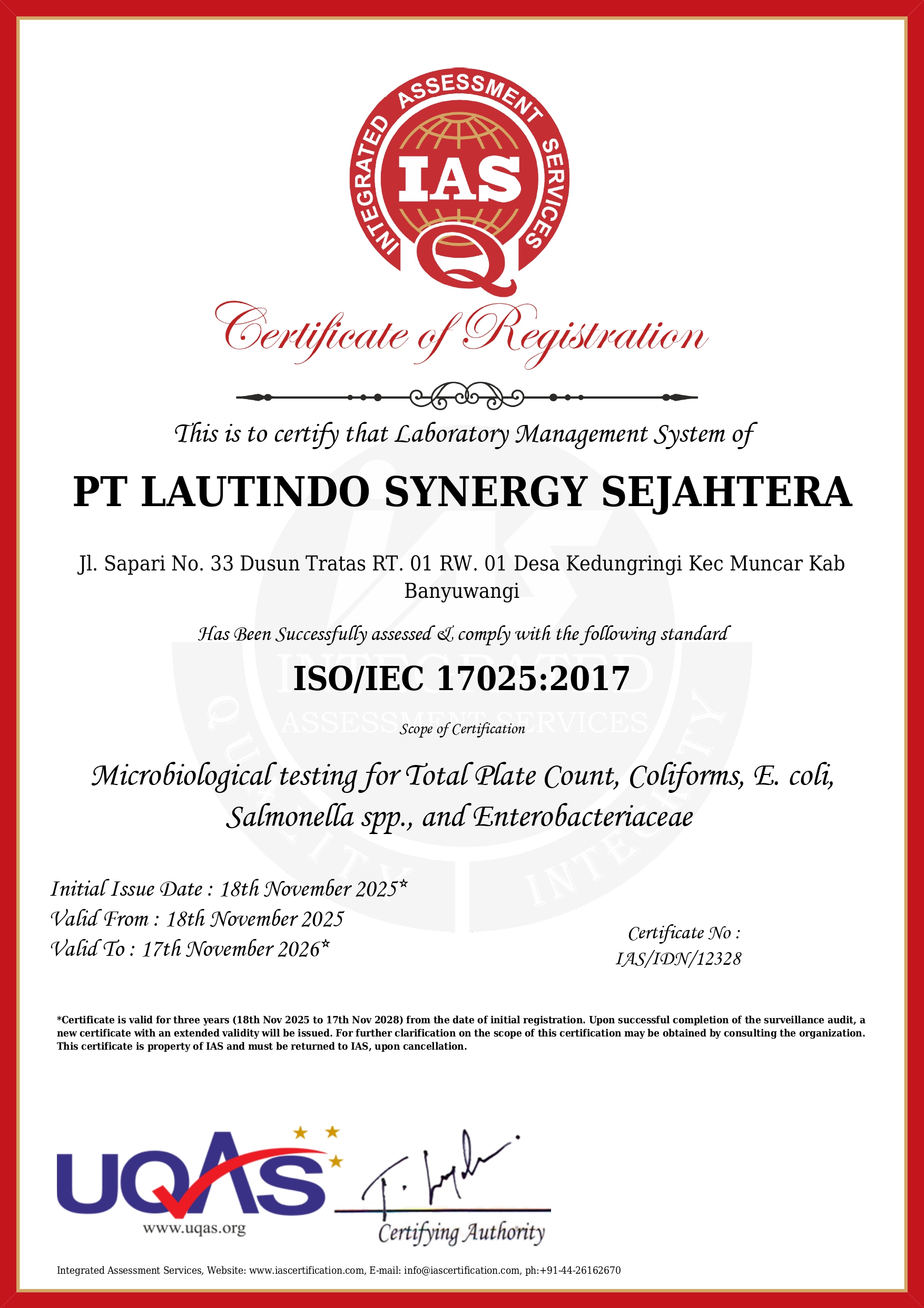 IAS Certificate